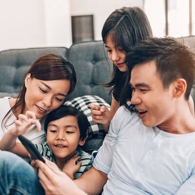 Family reviewing patient information